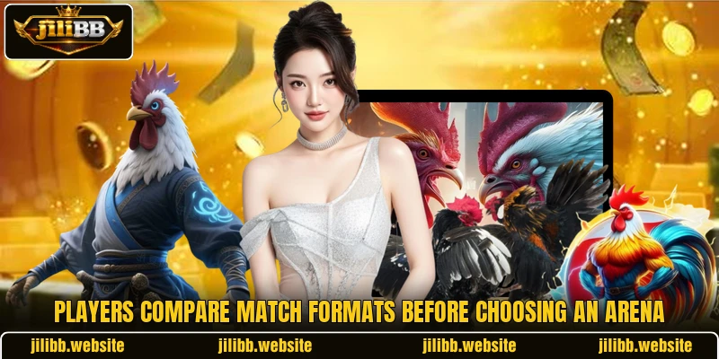 Players compare match formats before choosing an arena Players compare match formats before choosing an arena