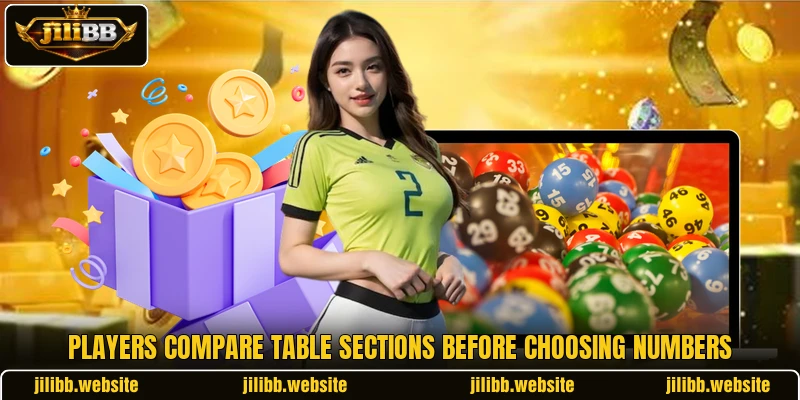 Players compare table sections before choosing numbers Players compare table sections before choosing numbers