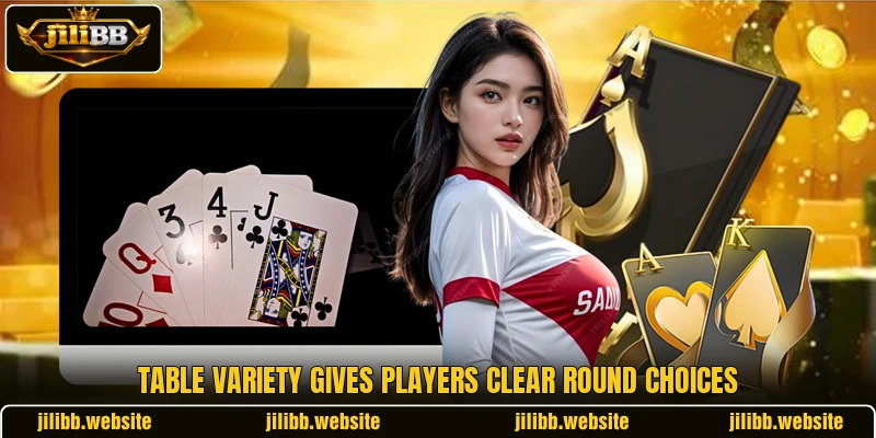 Table variety gives players clear round choices Table variety gives players clear round choices